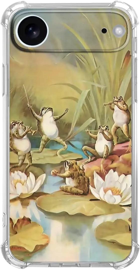 Frog Concert Case for iPhone 17 Air,Cute Frog Musician Set Pattern for Boys Girls,Trendy Cool Soft TPU Bumper Cover for iPhone 17 Air