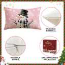 2 x Artscope Christmas Tree Snowman Throw Pillow Covers 12x20 Inch Set of 4, Let It Snow Holly Jolly Winter Hoilday Christmas Decoration Pillow Cases for Home Sofa Couch Decor-Pink