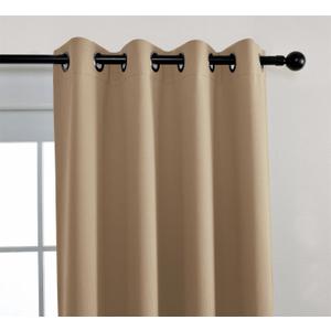 Blackout Curtains Room Darkening Curtains Textured Grommet Window Curtains for Living Room 2 Panels 64x132 Inch Long Taupe