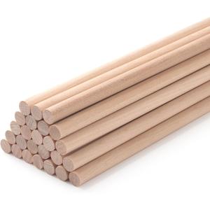 Wood Dowels Wooden Dowel Rods for Crafts, 25PCS 3/8 x 24 Round Macrame Wooden Sticks for Crafting, Unfinished Hardwood Sticks for Arts and DIYers, Tiered Cake Support and Wedding Ribbon Wands