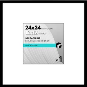 Americanflat 24x24 Picture Frame with Polished Plexiglass - Use as 12x12 Frame with Mat or Display 24x24 Photo Without Mat - Streamline Collection - Thin Border Square Frames for Wall Display - Black