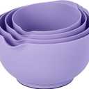 BoxedHome Nesting Plastic Mixing Bowl Set, 4 Piece Mixing Bowl Set with Pour Spouts, Size 1.7, 2.5, 3.5 and 4.5qt, for Prepping, Mixing, Baking, Cooking (2023 New Version, Purple)