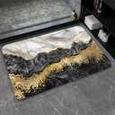 Diatomaceous Earth Bath Mat,Black White Gray Gold Marble Non-Slip Volume Super Absorbent Fast Drying for Bathroom Kitchen Door mat,Eco-Friendly Easy to Clean 2031Inch (50 * 80cm) 1'8" x 2'8" (Rectangular)