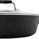 Starfrit The Rock Terra 12" Ceramic Deep Fry Pan with Lid, Black
