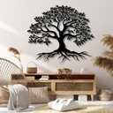 VTHTA Large Tree of Life Metal Wall Art,Tree Wall Sign for Living Room Bedroom Indoor Outdoor Garden Home Decoration (Black, 28" Wx24 H/70x61cm, Metal Wall Art)
