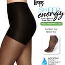 L'eggs Sheer Energy Medium Support Women's Compression Tights, Control Top, Sheer Toe, Nude, Size Q (Pack of 3)