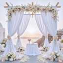 60 ft x 10 ft Wrinkle Free White Backdrop Curtain for Parties, 12 Panels 10ft Polyester White Photo Backdrop Drapes for Graduation Birthday Wedding Party Stage Curtains
