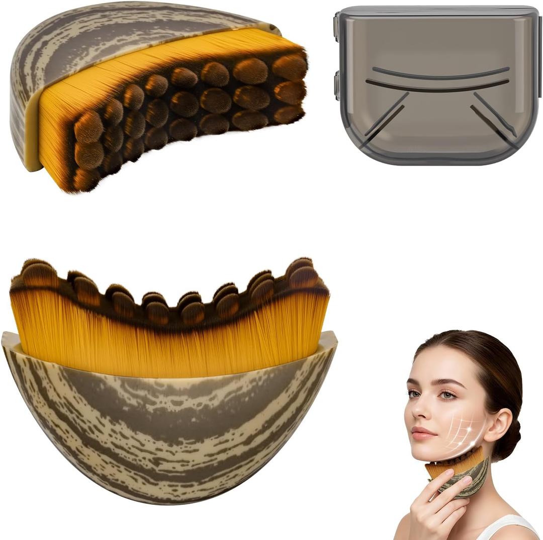 Lymphatic Contour Face Brush - Dry Facial Brush and Lymphatic Drainage Massager with Ergonomic Design, Soft Skin-Friendly Bristles for Chin/Neck Contouring & Fatigue Relief