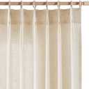 jinchan Pinch Pleated Linen Curtains for Living Room, 96 Inches Long Beige Curtains, Natural Linen Farmhouse Curtains Pinch Pleated Curtains with Hooks Window Curtain, 2 Panels Ecru