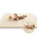 Mallify Baby Mat for Floor, Thick Soft Non-Toxic Vegan Leather Baby Play Mat, Waterproof Foam Play Mat, Padded Play Mat for Baby, 48x48 Playpen Mat, Infant Playmat for Baby Girls and Boys, Beige