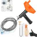 33 Feet Drain Snake Auger, Plumbing Snake Drain Hair Clog Removal Tool, Sink Unclogger Drain, Heavy Duty Toilet Snake Auger, Cleaner Tool for Bathroom Kitchen Tub Shower Drain Clog Remover with Gloves