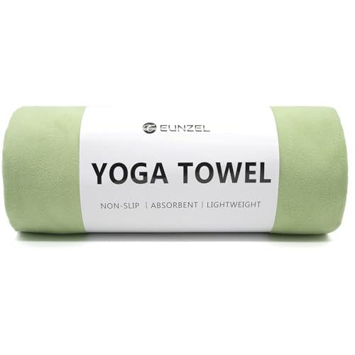 Eunzel Hot Yoga Towel Non Slip Yoga Mat Towel Non-Slip Sweat Absorbent Microfiber Towel for Hot Yoga, Pilates and Workout 72" x 26.5", Olive