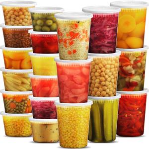 JoyServe Deli Food Storage Containers with Lids  (48 Sets) 2432 Oz Quart Size & 2416 Oz Pint Size Plastic Airtight Takeout Meal Prep Storage, BPAFree, Dishwasher, Microwave Safe