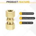 uxcell 10Pcs Brass Compression Tube Fitting, 5/16" Tube OD x 5/16" Tube OD Connector Straight Coupling Adapter Union Fittings