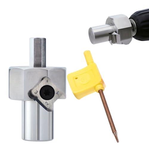 Dog Hole Chamfer Reamer Tool, Workbench Dog Hole Shaping Trimmer T10 Alloy Blade Stainless Steel 9mm Hex Shank for 19mm/20mm Woodworking Dog Holes Polished Finish for Electric Drills (20mm)