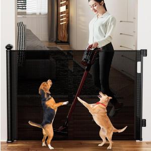 55 Inch Wide Retractable Baby Gate for Stairs, 42 Tall Dog Gate Extra Wide with Child Lock, Length-Adjustable Indoor Mesh Gates Suitable for Stairs, Rooms and Kitchen
