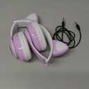 Bluetooth Noise Cancelling Headphones for Kids,Foldable Cat Headphone with LED Light Up Ear,Cat Ear Headphones for Toddler with Microphone/TF Card,Kids Bluetooth Headphones for ipad (Purple)