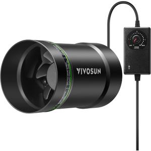 VIVOSUN 4 Inline Booster Duct Fan with Speed Regulator, 130 CFM Quiet Exhaust Fan for HVAC Ventilation in Grow Tents, Basements, Bathrooms, Kitchens, and Attics