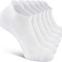 6 Pack Men's Ankle Socks With Cushion - Low Cut Athletic Sports Socks for Women Men (Large, White)