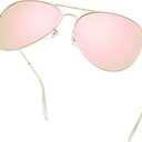 livho Sunglasses for Men Women Aviator Polarized Metal Mirror UV 400 Lens Protection (Rose Gold)