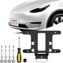 No Drill Front License Plate Frame Holder for 2020-2024 Model Y, 2017-2023 Model 3 Anti-Theft Front License Bracket Plate Mount No Drilling Lockable Tesla Accessories