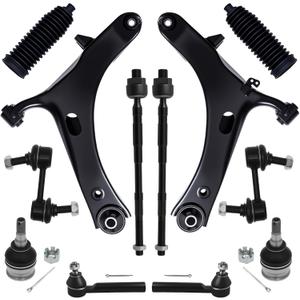 12Pcs Front End Suspension Kit Fit For 2005-2009 Su-baru Outback Legacy, 2 Lower Control Arm 2 Ball Joint 2 Sway Bar Link 4 Outer & Inner Tie Rod End (# K622030 K750049 EV801557 ES3712 K9513)