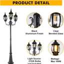 LUTEC LED Outdoor Post Light with Triple-Head, Hardwired Vintage Street Lights for Lawn Patio Yard Pathway Garden Black Light Pole with Clear Glass Panels - Black, 3 Oval Head +Post