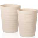 UUJOLY Small Bathroom Trash Can Wastebasket, Plastic Garbage Bin Container Basket for Bathrooms, Laundry Room, Kitchens, Offices, Kids Rooms, Dorms, Beige, 1.8 Gallon/2 Pack