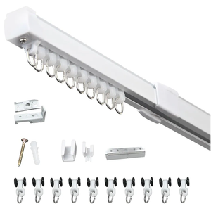 37-73in Telescopic Ceiling Curtain Track System for Curtains,Retractable Measurement Free Heavy Duty Curtain Rail Track Set as Room Divider,Adjustable Sliding Wall Mount Aluminum Curtain Track