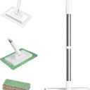 Disposable Dust Mop, Disposable Dusting Mop, Mop with Disposable Cloth, Disposable Dust Mop with 4 Reusable Pads, Flat Mop with Disposable Pads, Dust Mop with Handle