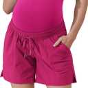 Maacie Maternity Hiking Shorts Quick Dry Waterproof 5" Workout Sports Shorts Outdoor Casual Hot Pink (Pink, S)