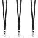Teskyer Lanyards for ID Badges, 3 Pack of Lanyard with Clear Plastic ID Badge Holder for Office School Work IDs, Cruise Ship Cards (Black)