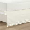 Lush Decor Boho Fringe 15-Inch Tailored Drop Easy Fit Bed Skirt Queen Size Single 60" W x 80" L +15" White - Queen Bed Skirt - Wrap Around Bed Skirt