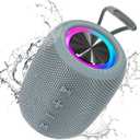 Portable Bluetooth Speaker, BT5.3 Wireless Speaker 20W Bass Diaphragms with Multi LED Light Dynamic Modes, IPX6 Waterproof 16H Playtime supports FM Mode, TF, USB for Home, Cycling, Outdoor, Beach