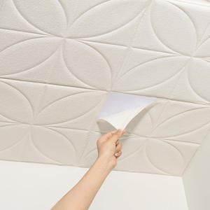 Ceiling Tiles, Ceiling Tiles Peel and Stick, 16 Pcs (21 Sq.Ft), Waterproof Self-Adhesive Foam Tile for Ceil and Wall Decor, Easy Install Lightweight 3D Wall Panels (13.8 x 13.8 inch) (Simplicity)