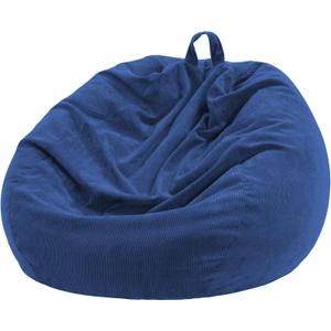 Nobildonna Bean Bag Chair Cover (No Filler) for Kids and Adults,Beanbag Stuffed Animal Storage Without Filling Plush Toys Holder and Organizer Soft Premium Corduroy 200L (Dark Blue)