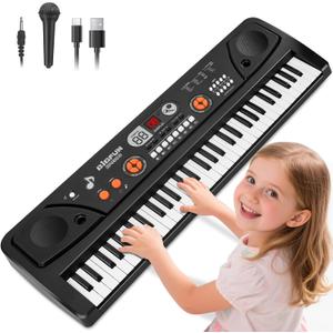 61 Key Upgrade Piano Keyboard for Kids Beginners Electronic Keyboards Pianos with LCD Screen Microphone Musical Instrument Toys for 3 4 5 6 7 8 Year Old Boys Girls Gifts, Large
