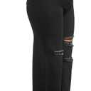 Aodrusa Ripped Wide Leg Jeans for Women Mom Baggy Straight Leg Stretchy Boyfriend Trendy Trouser Denim Pants (Black, L)