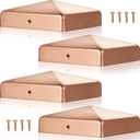 Tandefio 4 Pcs 6x6'' Solid Copper Post Caps Fence Pyramid Decking Caps with Screw for Metal Wood Cedar Fence Deck Corridors Mailbox Posts End Cover