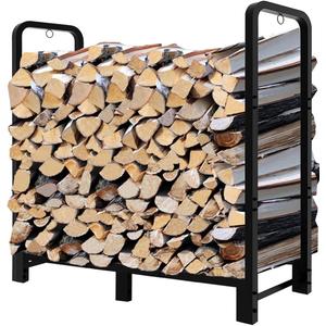 Fandature 4Ft Firewood Rack Adjustable Fireplace Wood Holder for Outdoor Indoor Storage Log  Heavy Duty Fire Log Lumber Stand Stacker, Black