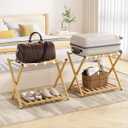 Fully Assembled Foldable Bamboo Luggage Rack for Guest Room