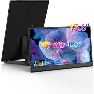 15.6inch Wireless Portable Monitor, FHD 1080P IPS Display USB-C HDMI Travel Monitor with Foldable Stand,G-Sensor & Speakers,Plug&Play,External Monitor for Laptop PC Phone PS4/5 Xbox Switch