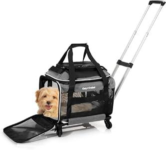 Cozy Cruiser Airline Approved Top-Expanding Pet Carrier on Wheels- Rolling Carrier- Designed for Dogs & Cats- Extra Spacious Soft Lined Carrier! 18x11x11 (Original Mesh Sides)