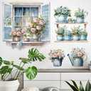Arawat Flower Wall Murals Peel & Stick Wall Decals & Stickers for Bedroom & Living Room - Botanical Style - PVC Material - Indoor Use - Reusable