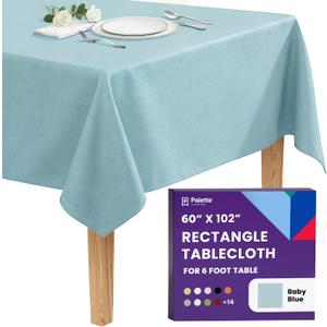 Gee Di Moda Rectangle Tablecloth - 60 x 102 Inch Baby Blue Table Cloth for 6 Foot Rectangle Tables - Heavy Duty Washable Fabric - for Holiday Party, Dinner, Weddings, Baby Shower & Events
