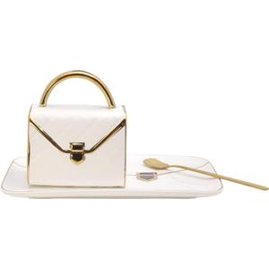 YnsfreeCeramic Purse Coffee Mugs Set Tea Cup Unique Bag shaped mug and Saucer Set with Spoon and Saucer For Women Thanksgiving Christmas Gifts (White)