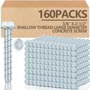 Tandefio 160 Pack 3/8 x 2-1/2" Concrete Anchors and Screw Kits Galvanized | Large Diameter, Concrete Bolts Screw, Hex Head, Heavy Duty Plated Concrete Anchor, for Anchoring Masonry Brick Block Decking