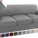 Turquoize 4 Piece T Cushion Sofa Slipcovers Stretch Couch Cover Furniture Covers with 3 Individual T Cushion Covers, Machine Washable (3 Cushion Sofa, Dove)