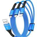 Multi Charging Cable 2Pack 6FT, 3 in 1 Charger Cable Braided Universal Phone Charging Cord with Lightning/Type C/Micro USB Ends, Multiple USB Cable for iPhone/Samsung/Google Cell Phones and More