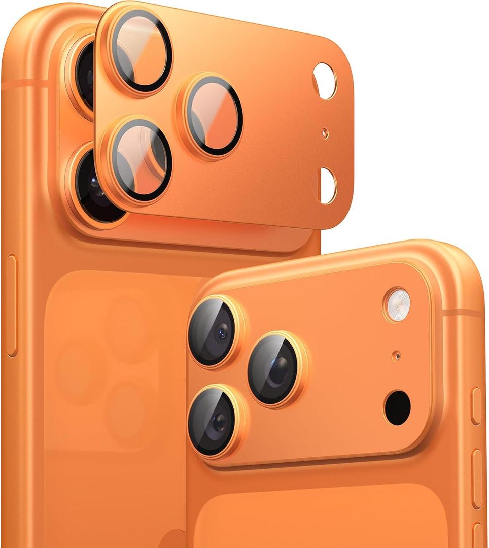 TORRAS for iPhone 17 Pro Max Camera Lens Protector, [Metal Frame] with Military Grade 9H+ Tempered Glass, Full Coverage, Anti-Scratch, 12 FT Shatterproof, Case Friendly, 1-Piece, Cosmic Orange, 1 Pack